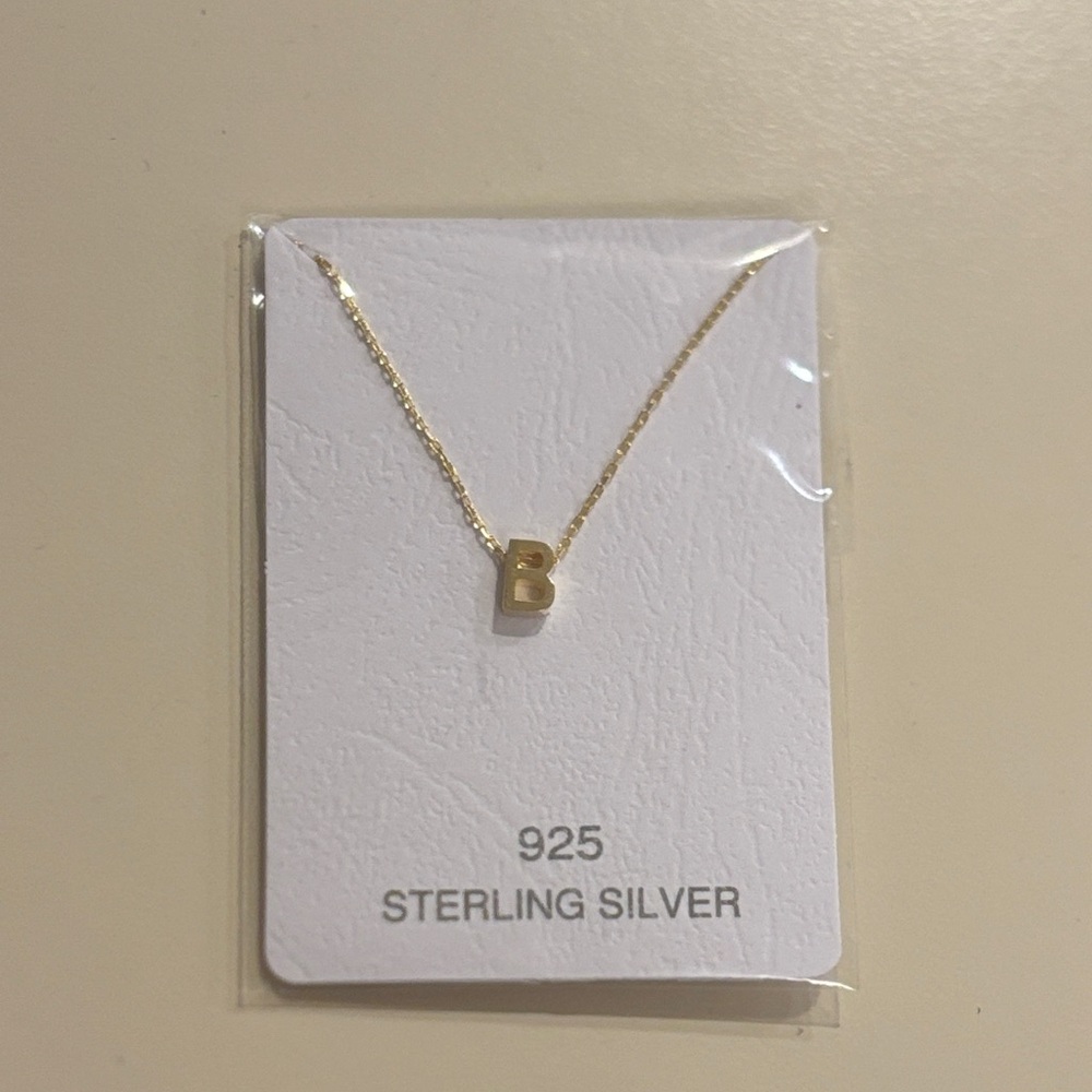 Gold Initial 'B' Necklace Sterling Silver 925